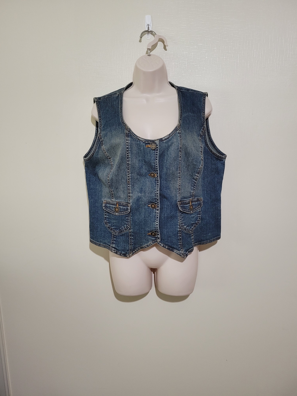 a.n.a Women's Blue Denim Vest(altered- see description)